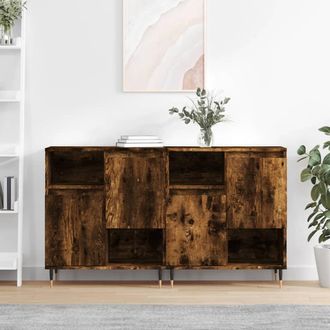 vidaXL Aparadores 2 Piezas Madera Contrachapada Roble Ahumado Vidaxl