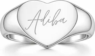 Adiba Signature Heart Ring in Silver at Nordstrom, Size 7