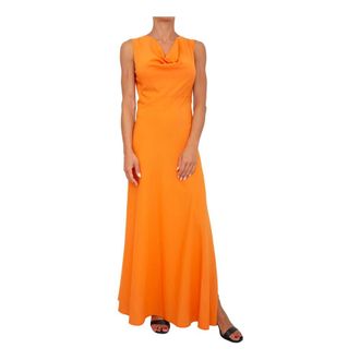 Twinset Oranje Jurk - Dames - Maxi kleedjes - Oranje - M - Polyester - Kleedjes