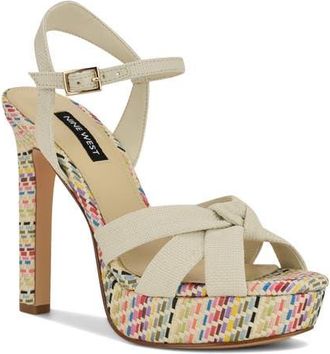 Nine West Windee Ankle Strap Platform Sandal in Ivory at Nordstrom, Size 6.5