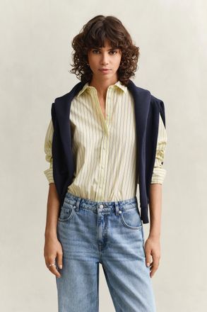 GANT Women Regular Fit Classic Striped Poplin Shirt (46) VANILLA YELLOW