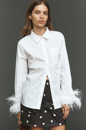 English Factory Faux-Feather Buttondown Shirt