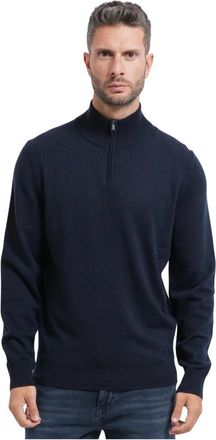 HUGO BOSS Trui met ritssluiting - Heren - Vesten met rits - Blauw - 2XL - Wol - Hoodies & sweatvesten