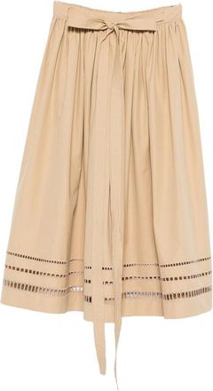 Ermanno Scervino Camel Cotton Midi Skirt