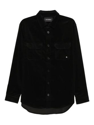 Karl Lagerfeld logo-patched corduroy overshirt - Black