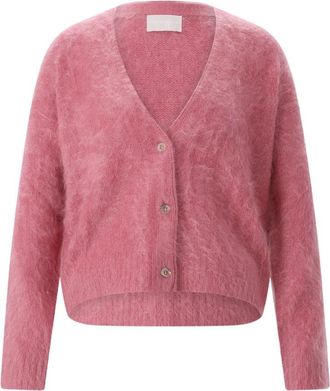 Hemisphere Gebreide Cardigan van Kasjmier met Kabelpatroon - Dames - Cashmere truien - Roze - L - Kasjmier - Truien & Vesten