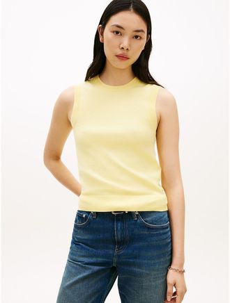 Tommy Hilfiger Womens Sleeveless Crewneck Sweater - Yellow - XL