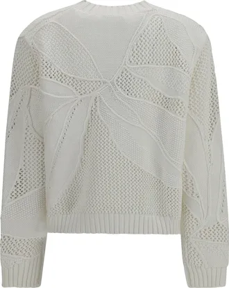 Max Mara Open-Knit Cotton Sweater - White