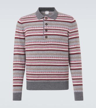 Eleventy Jersey polo jacquard de lana a rayas