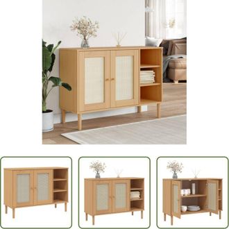 vidaXL vidaXL Credenza con superficie in rattan - Credenza SENJA Aspetto Rattan 112x40x80 cm Legno Massello Pino