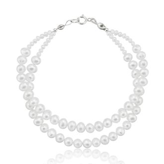 Lily & Roo Silver Double Pearl Bracelet