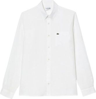 Lacoste Linnen Overhemd Met Normale Pasvorm, Wit