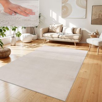 Paco Home Paco Home - Alfombra Para Sal&oacute;n En Falsa Piel Peluche Pelo Largo Suave Disponible En Varios Colores 140x200 Cm, Crema