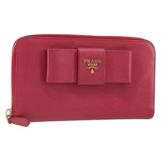 Prada Pre-owned Vintage leren portemonnee - Dames - Vintage Accessoires - Roze - ONE Size - Leer - Vintage