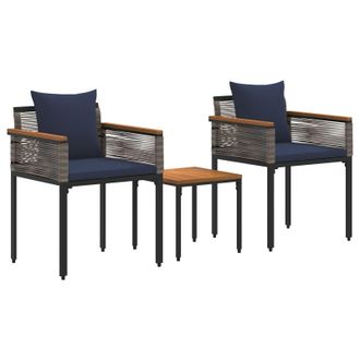 vidaXL Juego De Muebles De Exterior Gris Y Azul Marino Rat&aacute;n Sint&eacute;tico Vidaxl