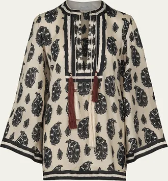 Johanna Ortiz Caretaker Of The Jungle Linen Mini Tunic Dress