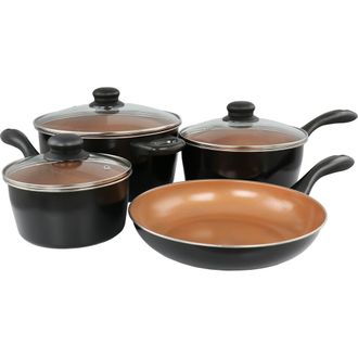 Gibson Home Armada 7 Piece Carbon Steel Nonstick Cookware Set in Black at Nordstrom