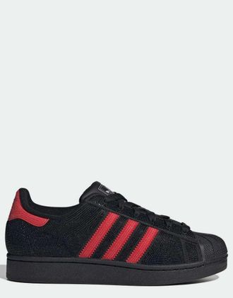 adidas Originals Superstar II sneakers nere e rosse-Nero