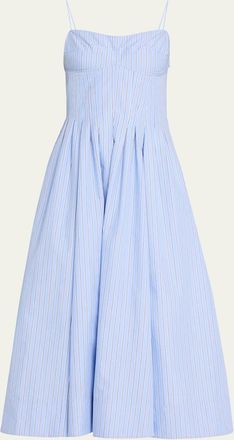 SIMKHAI Kittiya Pinstripe A-Line Midi Dress