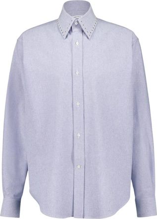 Alexander McQueen Double Collar Cotton Shirt - Heren - Casual Overhemden - Blauw - 2XL - Katoen - Overhemden