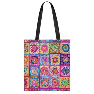 Generic Colorful Bohemian Flowers Womens Tote Casual Shopping Bag Lightweight Shoulder Bags Hobos Handbag for Work Travel Daily 35x40cm