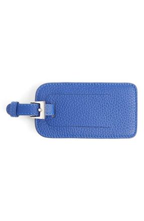 Royce Leather Personalized Leather Luggage Tag in Blue Silver Foil at Nordstrom