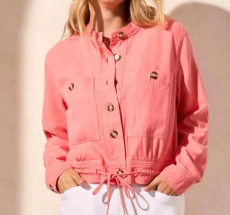 Tribal Womens Drawcord Button Front Jacket In Coral Sky