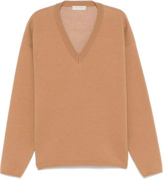 Paura Onelia V-neck Sweater - Heren - V-hals truien - Bruin - S - Wol - Truien & Vesten