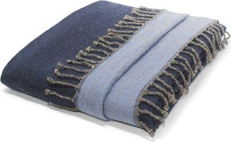 Melange Home Reversible Merino Wool Throw Blanket in Navy/Cyan Blue at Nordstrom Rack