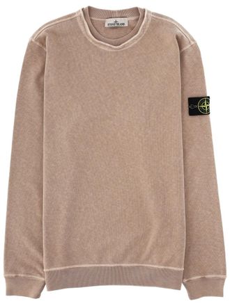 Stone Island Beige Cotton Ribbed Sleeve Sweatshirt