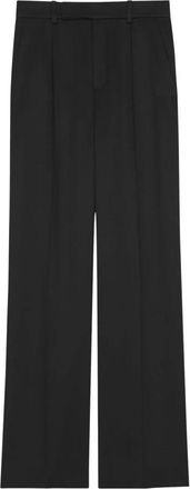 Saint Laurent Geplooide Zijden Broek - Dames - Straight fit broeken - Zwart - S - Broeken