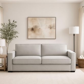 Dmora Sof&aacute; Fijo Manuela, Gran Sof&aacute; De 2 Plazas, 100% Made In Italy, Sof&aacute; De Sal&oacute;n En Tela, Con Reposabrazos Est&aacute;ndar, Cm 200x95h90, Gris, Con Embalaje Refor