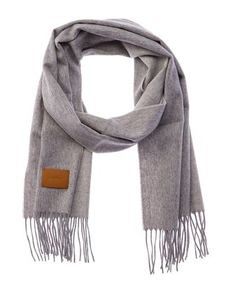 Vince Double-Face Solid Long Leather-Trim Wool & Cashmere-Blend Scarf