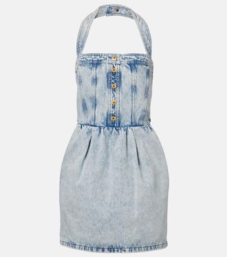 Patou Halterneck denim minidress