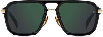 David Beckham 56mm Navigator Sunglasses in Black Gold/Green Sp at Nordstrom
