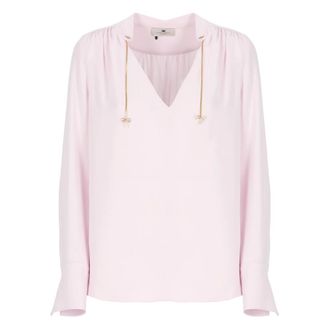 Elisabetta Franchi Blouses, female, Pink, Size: XS Georgette Shirt With Charms