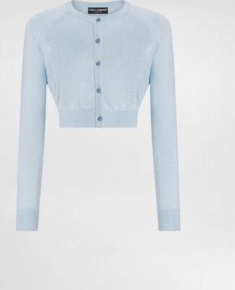 Dolce & Gabbana Silk Cardigan - Woman Sweaters And Cardigans Light Blue 40