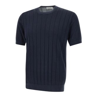 KANGRA Round-neck Knitwear, male, Blue, Size: 2XL Ribbed Crew-neck T-shirt