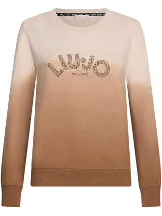 Liu Jo rhinestone-embellished sweatshirt - women - Elastane/Cotton - S - Brown