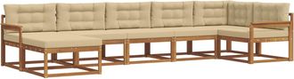 vidaXL Conjunto De Sof&aacute;s De Exterior 7 Uds. Natural Y Beige Vidaxl