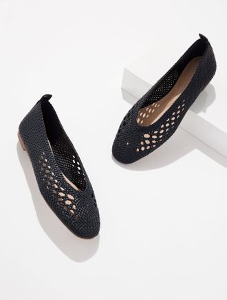 Talbots Tana Woven Ballet Flats - Blue - 10 1/2 M Talbots