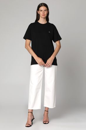 Vivienne Westwood Womens Cotton Crew-Neck T-Shirt With Embroidery Black T-Shirts & Jerseys