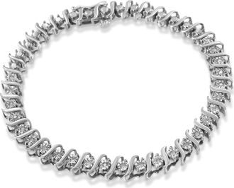 House of Brilliance 925 Sterling Silver 1/4 Cttw Diamond Miracle-Set S Link Tennis Bracelet