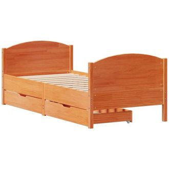 vidaXL Vidaxl Cama Sin Colch&oacute;n Madera Maciza De Pino Marr&oacute;n Cera 100x200 Cm