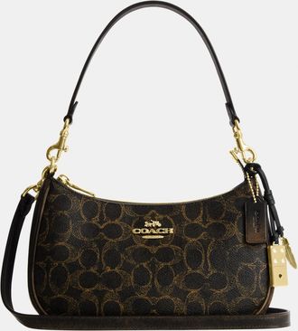 Coach Womens Teri Shoulder Bag In Loved Signature Canvas With Charms - Brown - One Size