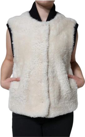 Burberry Shearling Vest Jacket - Dames - Bodywarmers - Wit - M - Jassen