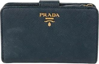 Prada Pre-owned Wallets, female, Blue, Size: ONE SIZE Pre-owned Metal Logo Wallet