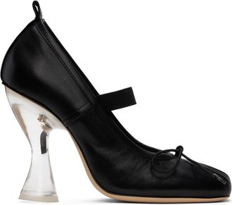 【Simone Rocha】ブラック ハートトゥリボンボウ バレエシューズ simone-rocha-BlackPearl-Heart-