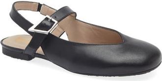 Wonders Round Toe Slingback Flat in Sauv.black at Nordstrom, Size 9.5-10Us