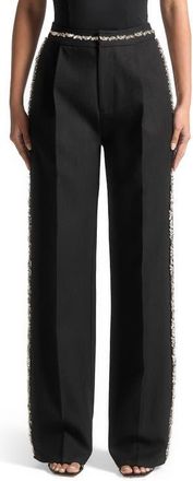 Mani&egrave;re De Voir Patricia Embellished Tailored Trousers in Black at Nordstrom, Size 12